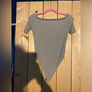 Grey off shoulder bodysuit medium